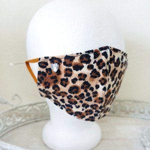 Leopard Print Heart Buttons Face Mask